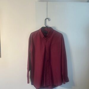 Basic Editions Men's Button-Up Shirt in Burgundy
